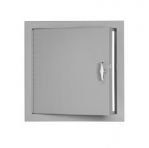 a two-hour fire-rated access door for a laundry or garbage chute. The wider 1-3/4" flange covers the opening edges, and the handle provides easy access to the chute