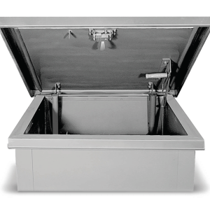 KRHA Aluminum Roof Hatch maintain heavy-gauge stiffeners for added support and stability and an increased aluminum gauge for greater durability and strength. and also have a push-button lock release located on the front side of the cover