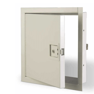 The KRP-250FR Non-Insulated Fire Rated Karp Access Door is a flush-mounted access door with mounting holes to facilitate installation. It is a non-insulated access door for wall installation only.