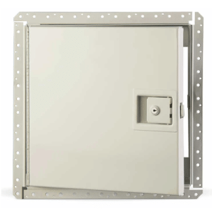 The stainless steel KRP-450FR Non-Insulated Fire Rated Karp Access Door has a textured frame and bead, so the drywall joint compound can be applied in sufficient thickness to conceal the flange. It is non-insulated for wall installation only