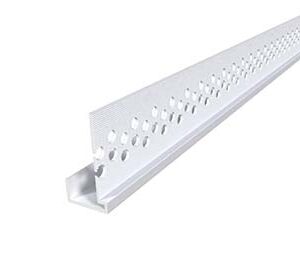 Long aluminum perforated track with a U-shaped cross-section shown at an angle against a white background.