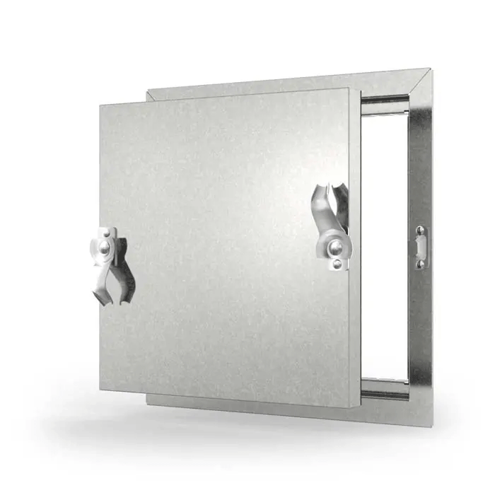 Acudor CD-5080 Hingeless duct door with two self tightening, hand operated cam latches for access to fiberglass and ductboard ducts