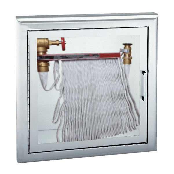 Crownline Fire Department Fire Hose and Valve Cabinet is a stainless steel cabinet option to house a fire department valve, up to 125' hose rack unit, and a fire extinguisher. The non-rated cabinets include multiple knockouts for convenient plumbing connections.