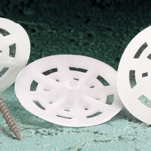 DP300 Pre-Assembled EIFS Mechanical Fastener with a steel screw is a high-density, polypropylene washer that secures fiberglass mesh or wire mesh