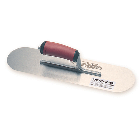 A trowel with the highest grade hardened and tempered golden stainless steel blade, properly shaped and fastened with stainless steel rivets has a curved handle