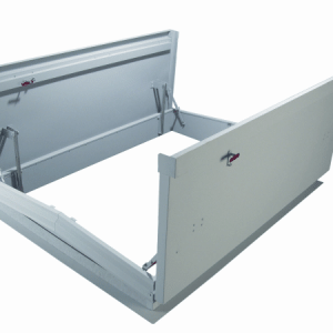 Dura-Hatch Equipment Series Double Door Hatch-REH, double-door steel or aluminum equipment hatches are ideal for providing a large opening for equipment installation and servicing from the roof. A powder coat finish on all surfaces provides superior protection. The R-6 Polyiso insulation helps maintain building energy.