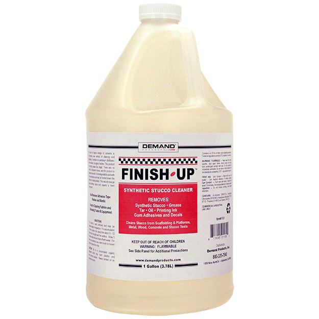 Finish-Up Tool Cleaner works on EIFS and Stucco but also removes grease, oil, tar, and asphalt. It restores the metal to its original appearance.