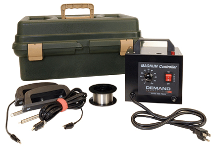 The 2' to 8' GEO Foam hot wire foam cutter has a MAGNUM Controller and is standard with a 100-foot Roll of NiChrome Wire and a black carrying case.