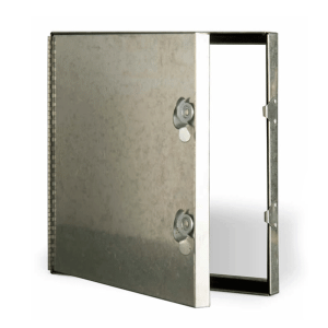 The Hinge and CAM Latch Duct Karp Access Door (KHD Duct Door) are furnished with hinges and a cam latch. Frames are easily attached to duct with notched knock-over tabs