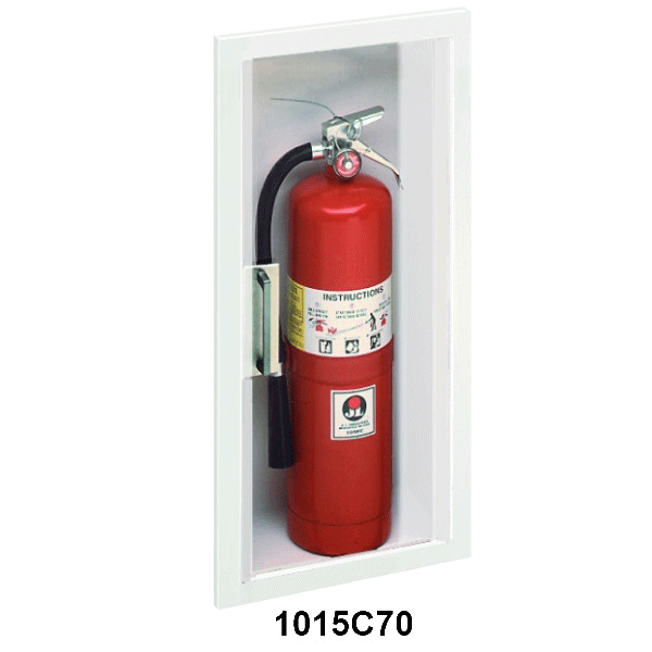 Steel Fire Extinguisher Cabinet with flat trim and a clear, unlettered polycarbonate door