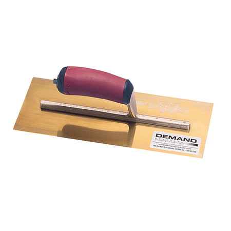 Marshalltown's PermaShape Golden Stainless-steel trowel will withstand the pressure of hard-troweling.