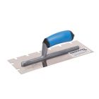 Dura-Soft Rounded Notched Trowels are stainless steel EIFS notched trowels accurately notched to EIFS specifications. They have the comfortable DuraSoft™ handle
