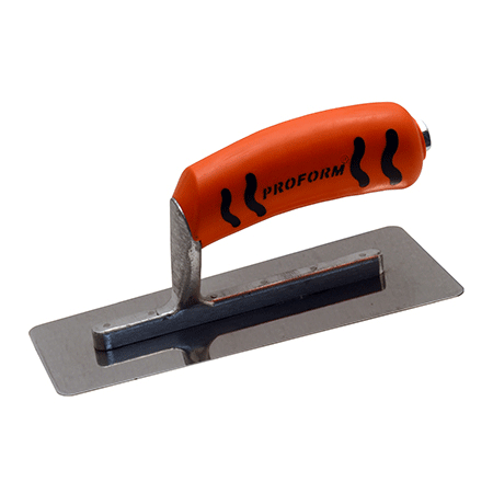 tapered shape, soft grip handle and rounded corners for a venetian plastering trowel
