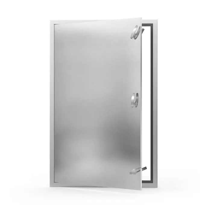 Acudor WD-8000 Access Door provides walk though access to ducts. The door panel is filled with 1" thick fiberglass and has Continuous steel piano hinge that opens to 180 degrees insulation