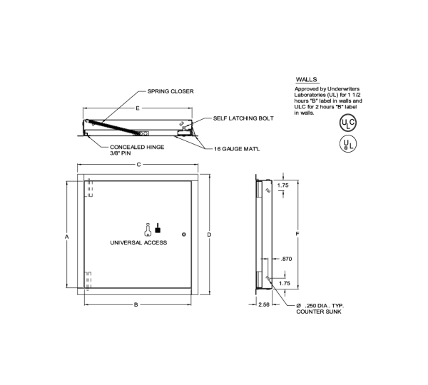 Schematic for the Acudor FB-5060 Fire-Rated Access Door