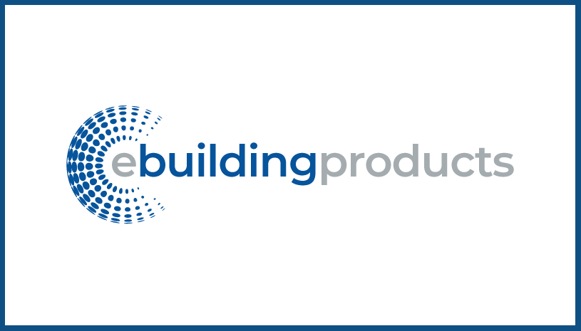 eBuildingProducts logo featuring a blue circular dotted motif to the left of the blue-to-gray wordmark.